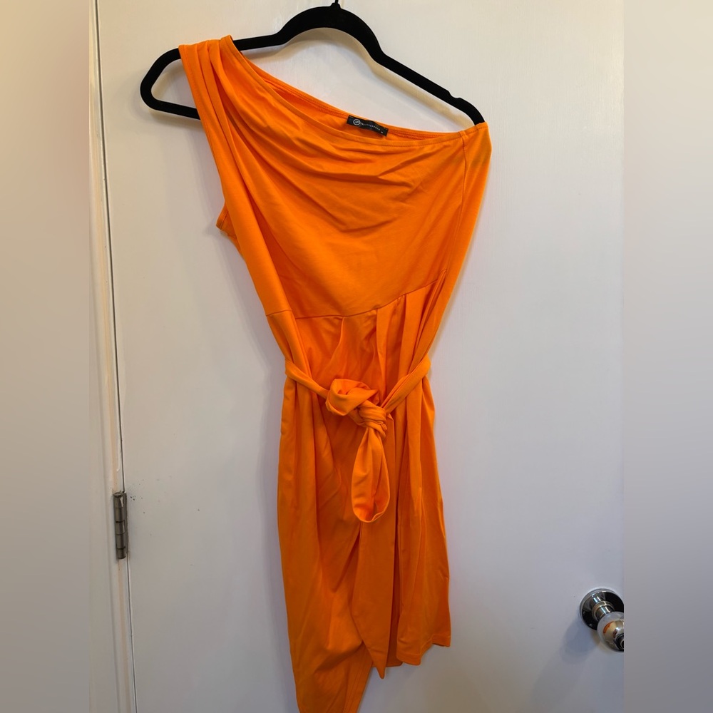 Neon Orange Off-Shoulder Dress